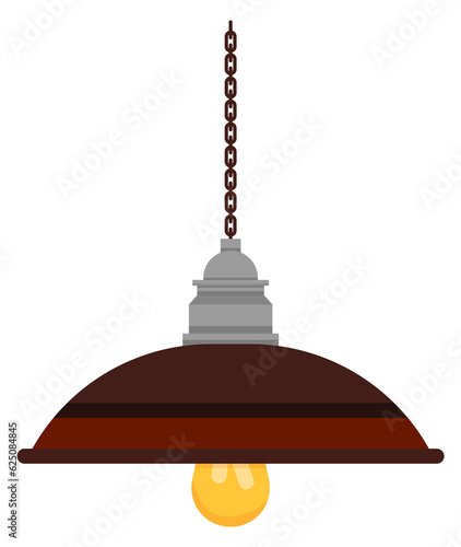 Lamp hanging from ceiling. Cartoon house light
