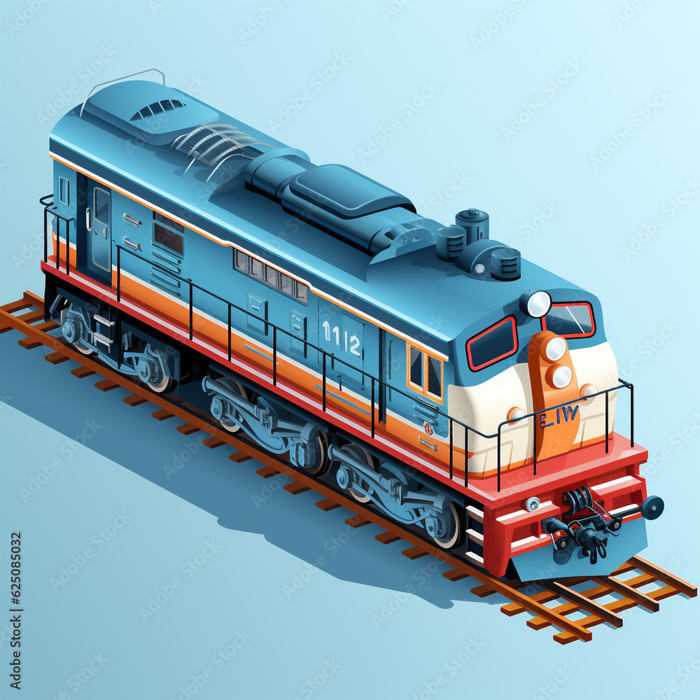 2d perspective illustration of an old locomotive moving towards its destination. Vintage and retro design. 2d perspective illustration of an old locomotive moving towards its destination. Vintage and retro design.