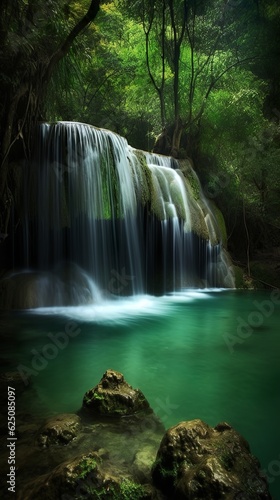 beautiful landscape with a waterfall