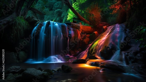 beautiful landscape with a waterfall