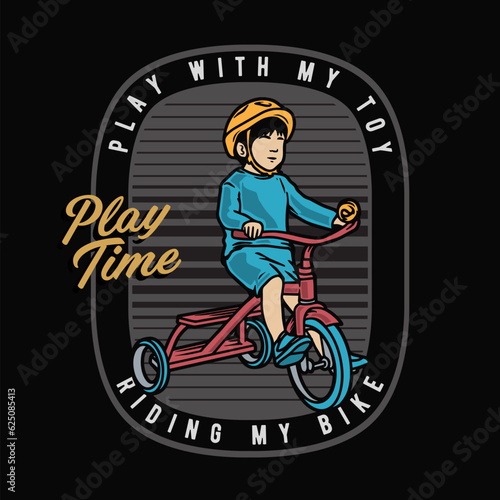 kids riding tricycles illustration