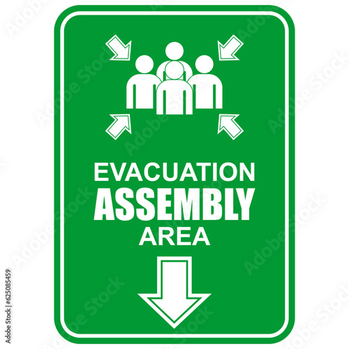 Evacuation Assembly Point area, sign and sticker vector