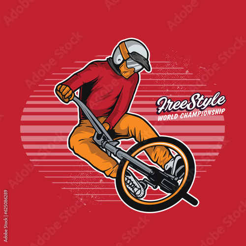 illustration of a man riding bmx bike vector illustration