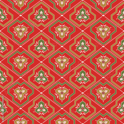 Japanese Geometric Petal Diamond Vector Seamless Pattern