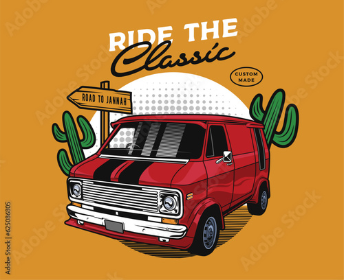 classic retro vintage old muscle car vector illustration photo