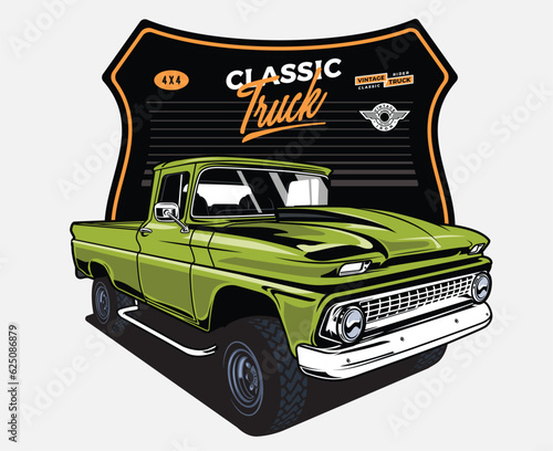 classic retro vintage old muscle car vector illustration photo