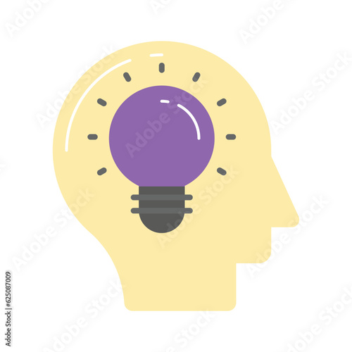 Light bulb with human head showing creative thinking concept icon