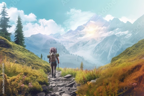 Majestic Mountain Trail: Unveiling Nature's Beauty Through Adventurous Hiking, generative AI