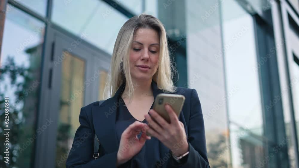Serious confident 40s girl text message. Successful 30s business woman type job sms. Sexy boss lady use mobile cell phone chat close up. Pretty top manager write. Blond hair person wear city work suit Serious confident 40s girl text message. Successful 30s business woman type job sms. Sexy boss lady use mobile cell phone chat close up. Pretty top manager write. Blond hair person wear city work suit