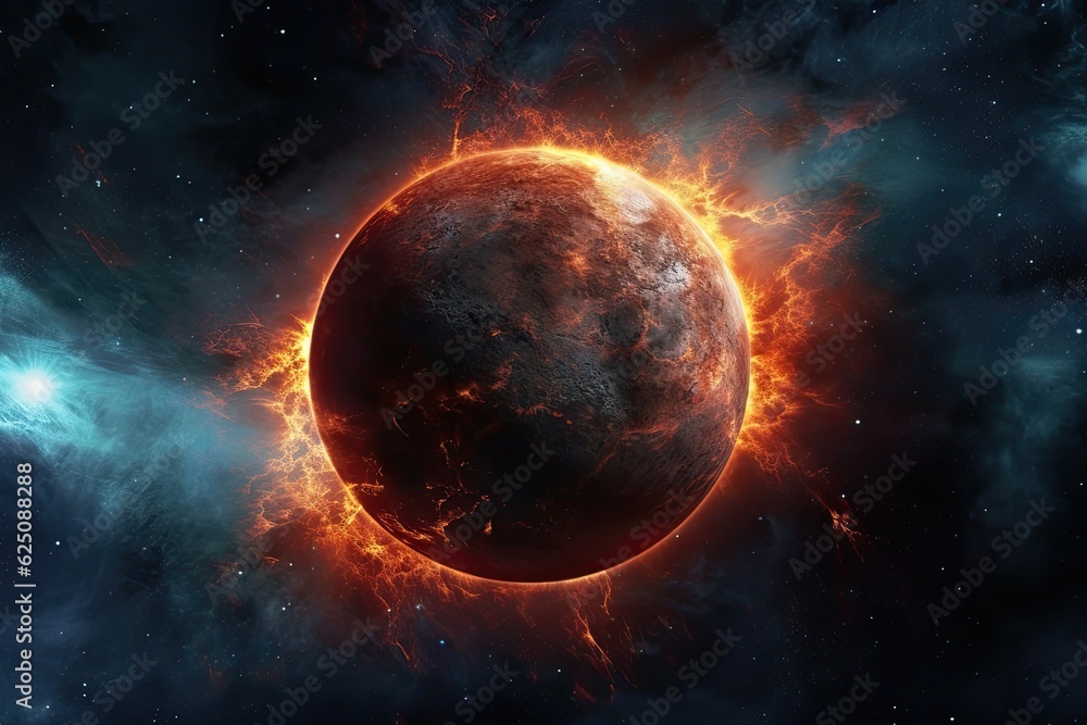 Obraz premium Swirling Nebulae and Majestic Supernova: An Otherworldly Space Background, generative AI