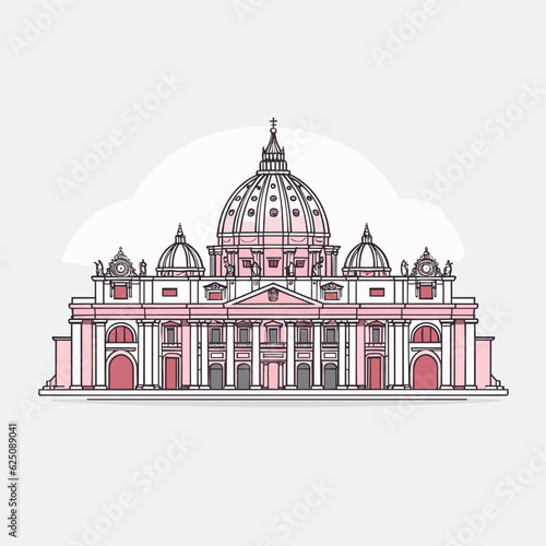 Basilica of Saint Peter hand-drawn comic illustration. Saint Peter's Basilica. Vector doodle style cartoon illustration