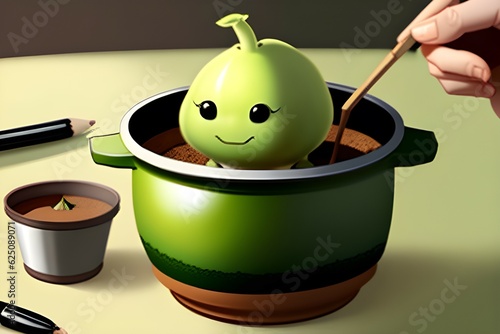 sprout in pot. Generative AI