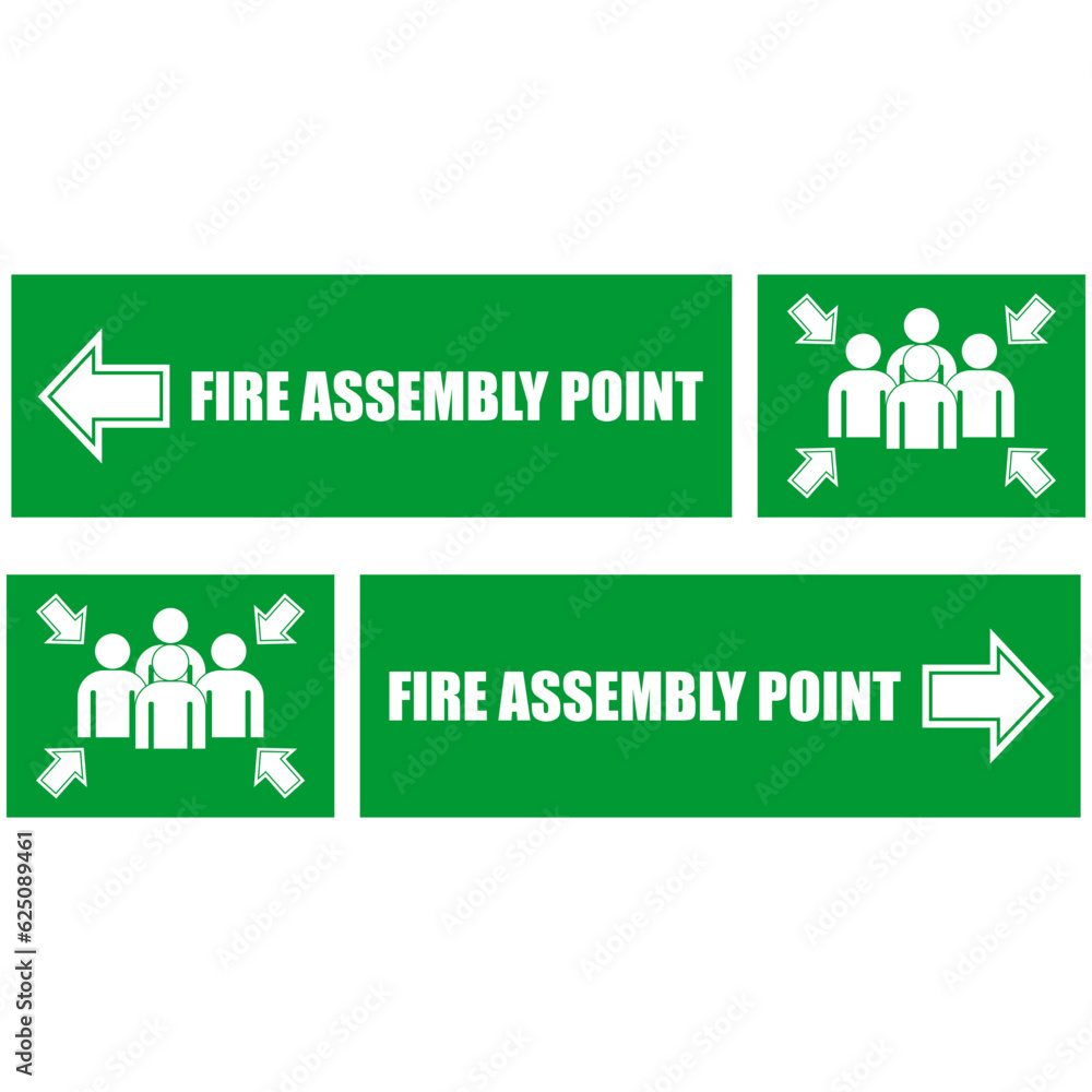 Fire Assembly Point, sign and sticker vector Stock Vector | Adobe Stock