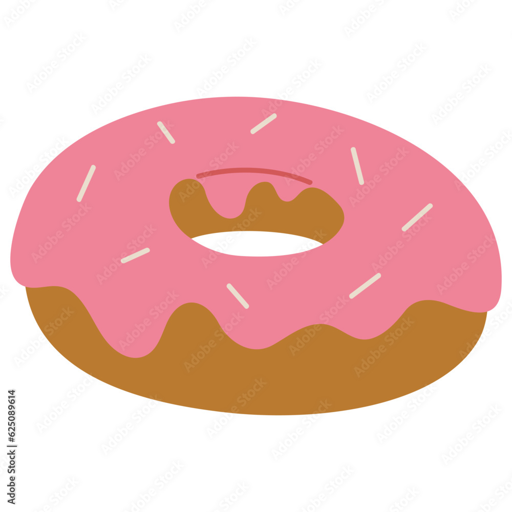 Obraz premium Donut single 1 cute on a white background, vector illustration.