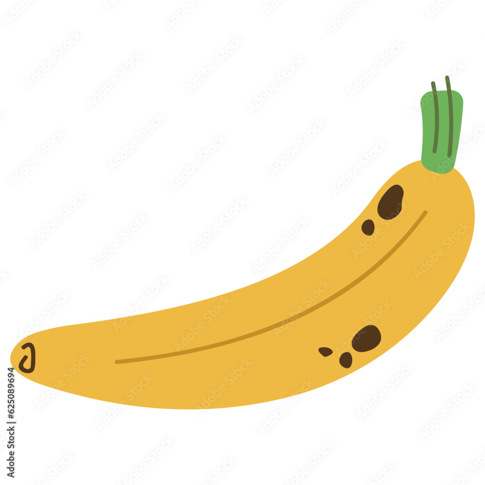 Banana single 1 cute on a white background, vector illustration.