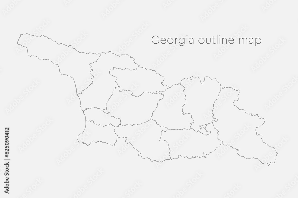 Vector map country Georgia divided on regions