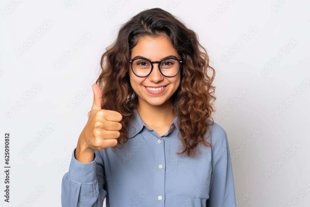 Young beautiful woman over isolated background giving a thumbs up gesture Young beautiful woman over isolated background giving a thumbs up gesture