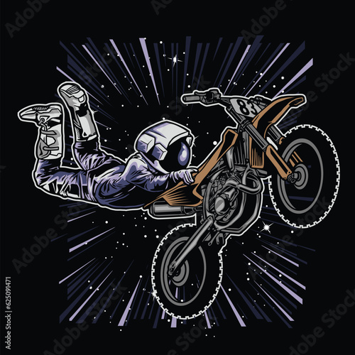 astronaut riding a motorcycle in space