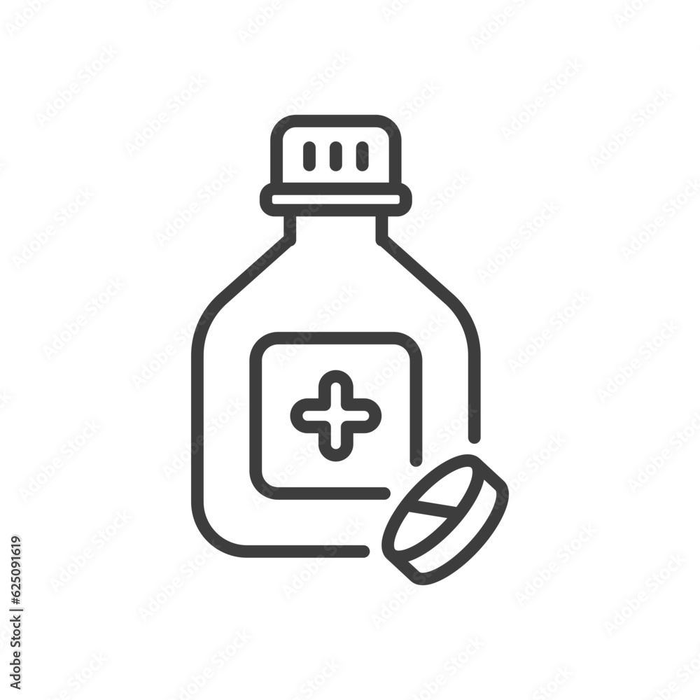 pills line icon vector black white