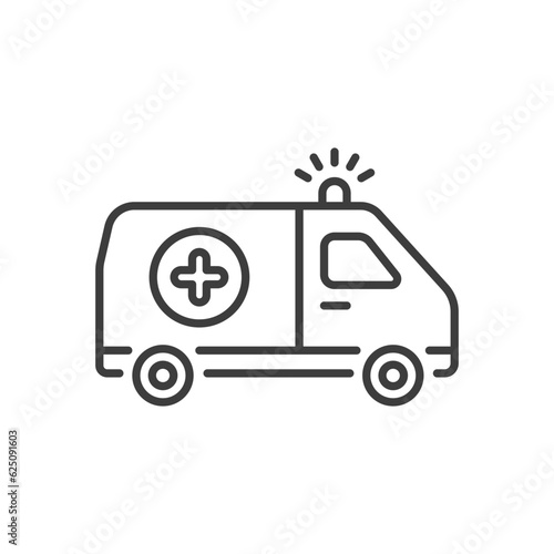 ambulance line icon vector black white color