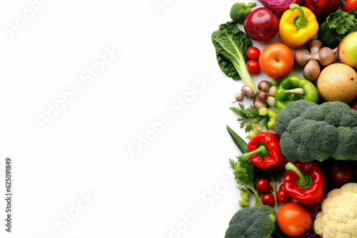 background vegetable white color green healthy food fruit tomato isolated vegetarian. Generative AI.