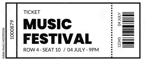 Fresh design Ticket Vector template for invitation, cinema, event, concert, music festival, movie festival, show, performance, etc.