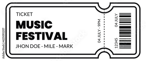 Fresh design Ticket Vector template for invitation, cinema, event, concert, music festival, movie festival, show, performance, etc.