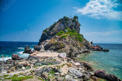Agios Ioannis Beach and coastline in Skopelos, Greece