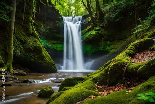 waterfall in the forest Generated with  AI