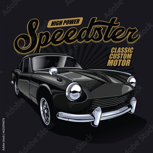 Black classic car vector illustration
