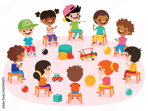 Kids Sitting In Circle And Playing