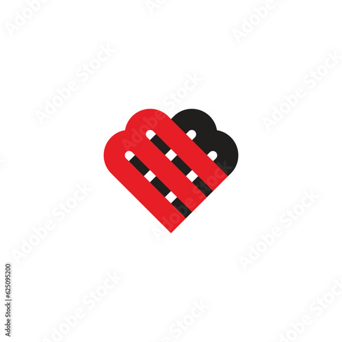letter mb linked shadow love heart product logo vector