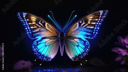Colorful butterfly, close up, bokeh background. Generative AI