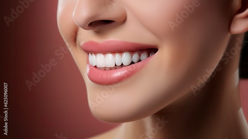 close up teeth and lips of a woman  dental concept