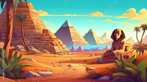 Abstract background Egypt. The rich history of Egypt by featuring an intricate illustration of the iconic pyramids with sphinx in design. Generative AI.