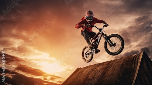BMX rider photo realistic illustration - Generative AI.