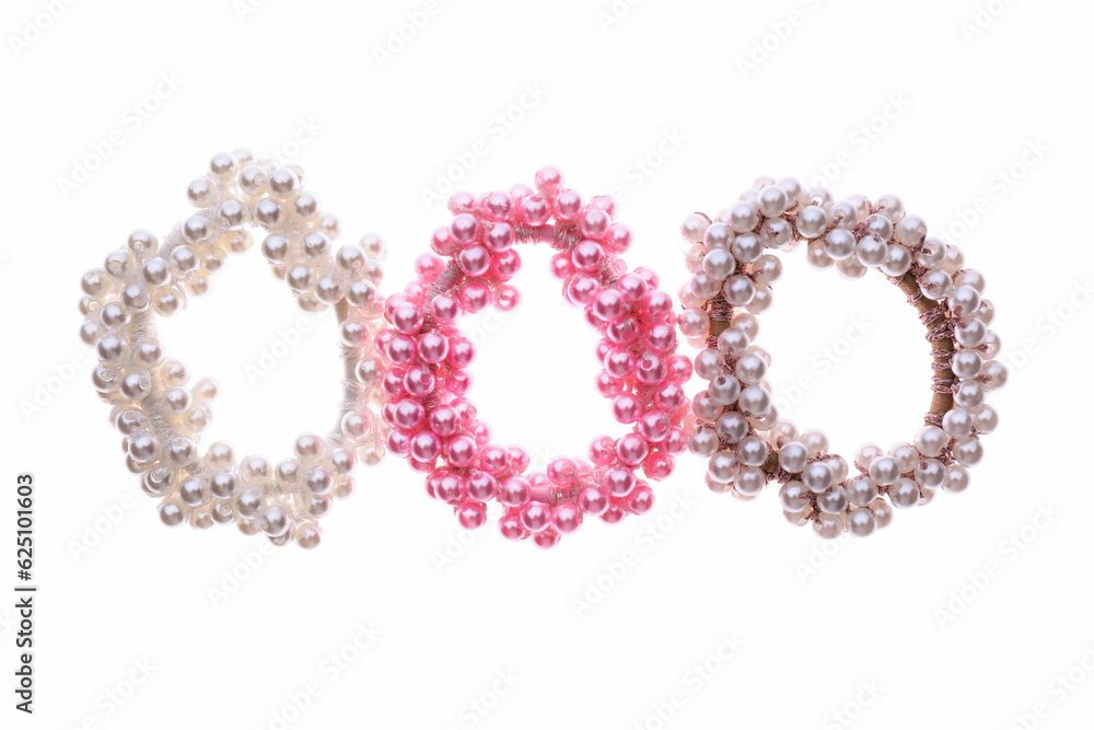 Set of pearl hair ties of different colors