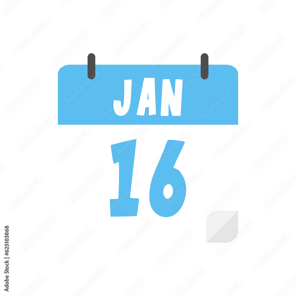 january 16th calendar icon on transparent background january 16th calendar icon on transparent background