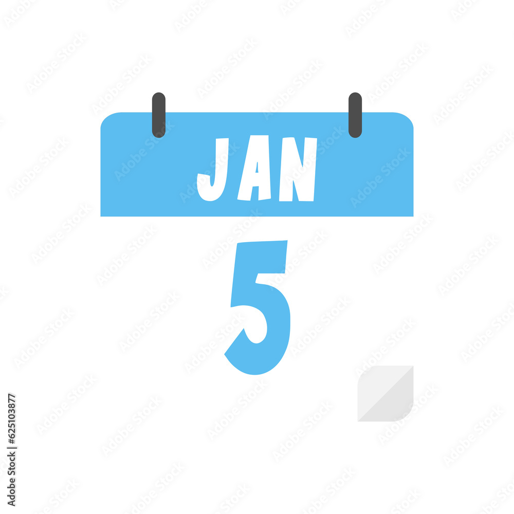 january 5th calendar icon on transparent background january 5th calendar icon on transparent background