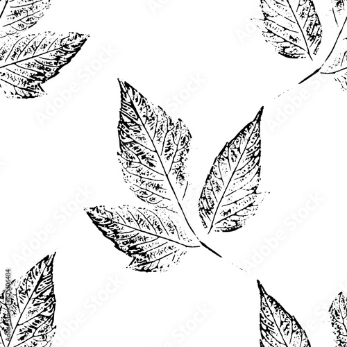leaf print makes a seamless black and white pattern