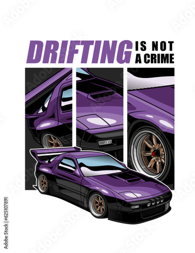 Purple drift car jdm style car vector illustration