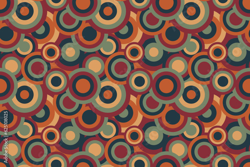 Seamless pattern with circles in autumn colors, editable endless abstract background with geometrical round shapes