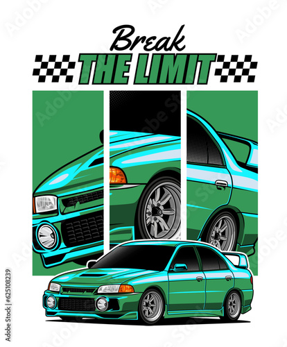 Green drift car jdm style car vector illustration