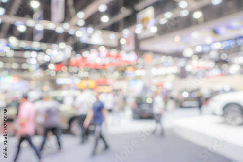 Abstract blur and defocused car and motor exhibition show interior for background. Car Show, Car, Exhibition, Transportation, Indoors