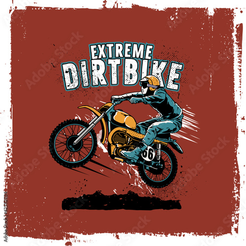 extreme dirtbike motorcycle motocross with blue vector illustration