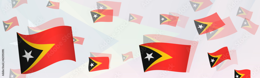 East Timor flag-themed abstract design on a banner. Abstract background design with National flags. East Timor flag-themed abstract design on a banner. Abstract background design with National flags.
