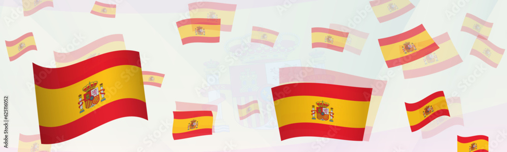 Naklejka premium Spain flag-themed abstract design on a banner. Abstract background design with National flags.