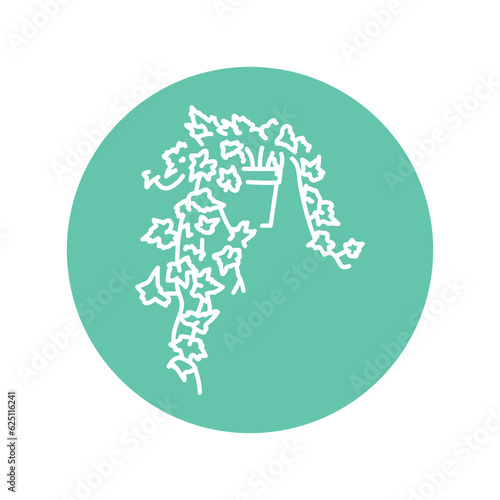 Ivy houseplant black line icon. Indoor decorative plant.