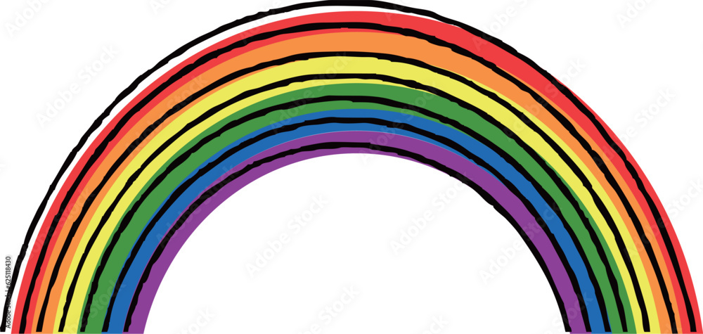 Obraz premium ハワイの虹 六色 手描き線画イラスト