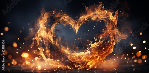 flame heart on a black background